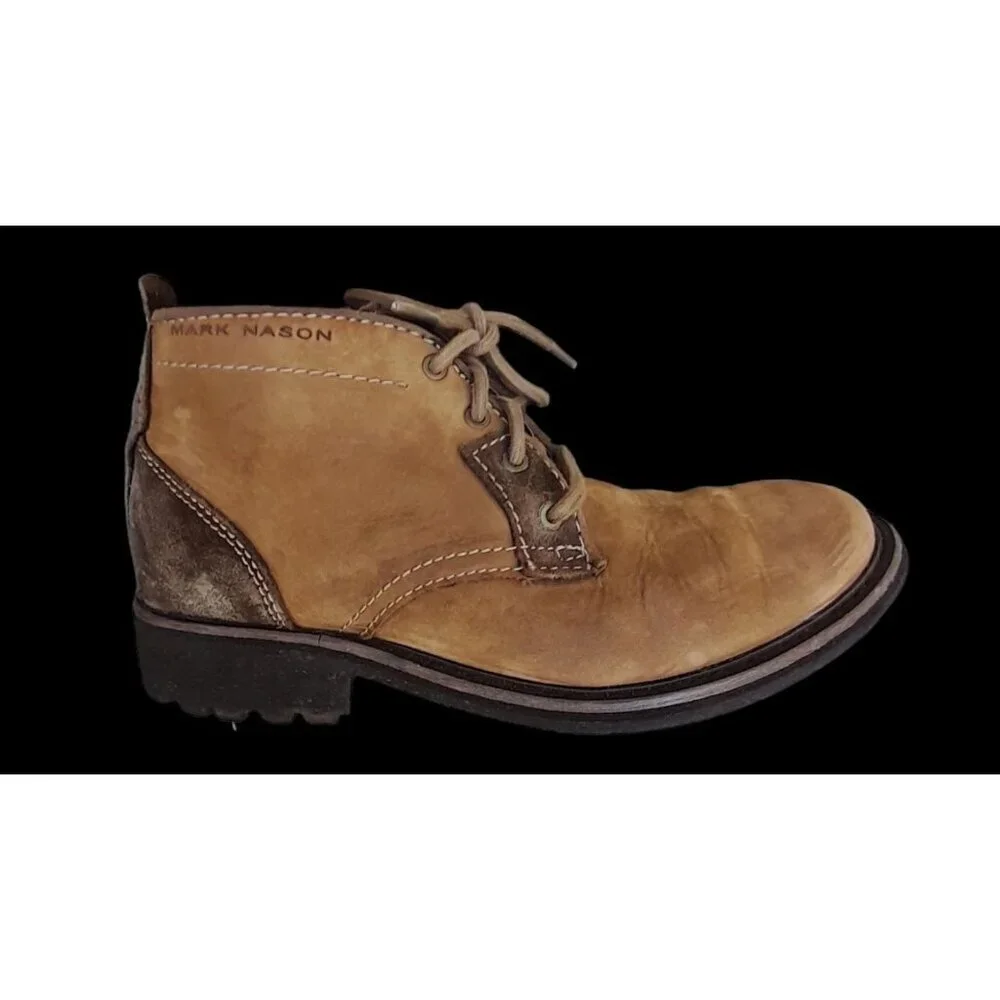 Mens 70s Inspired Chunky Leather Suede Lace Up Rugged Utility Size 9 Ankle Boot